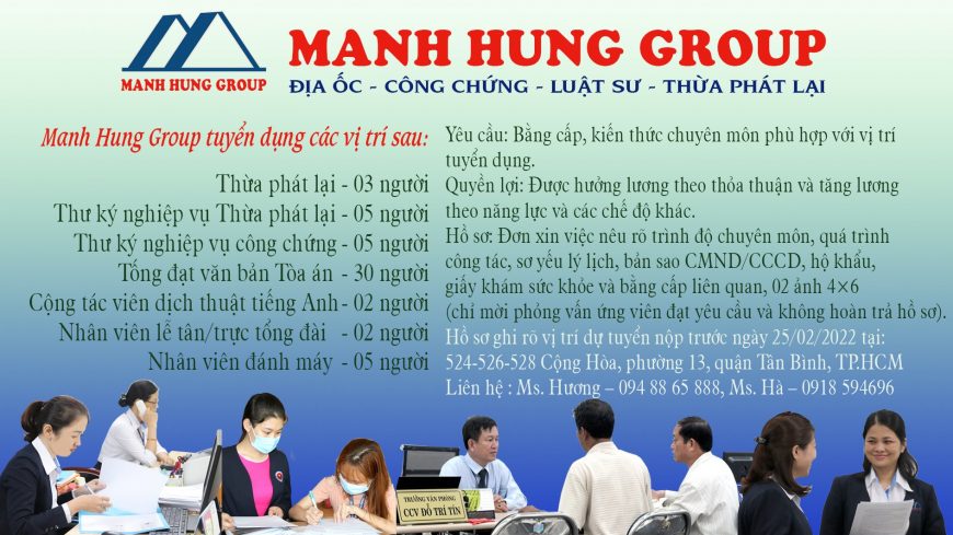 MANH HUNG GROUP TUYỂN DỤNG NĂM 2022