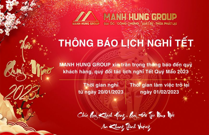MANH HUNG GROUP THÔNG BÁO LỊCH NGHỈ TẾT QUÝ MÃO 2023