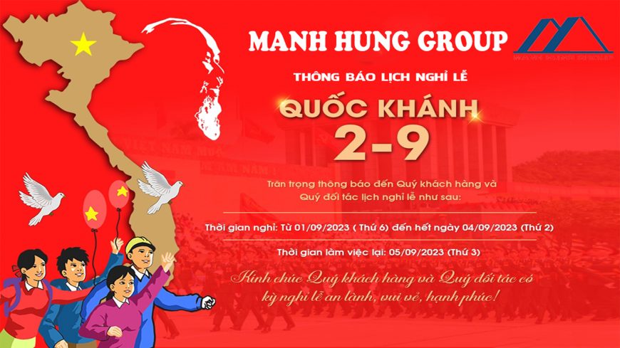 MANH HUNG GROUP THÔNG BÁO LỊCH NGHỈ LỄ QUỐC KHÁNH 2/9/2023.